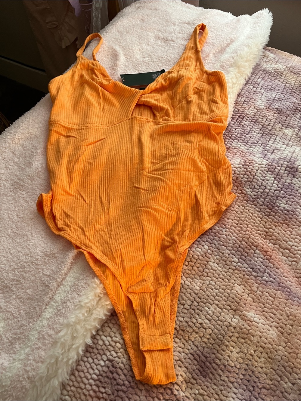 wild fable Orange Ribbed One-Piece Bodysuit